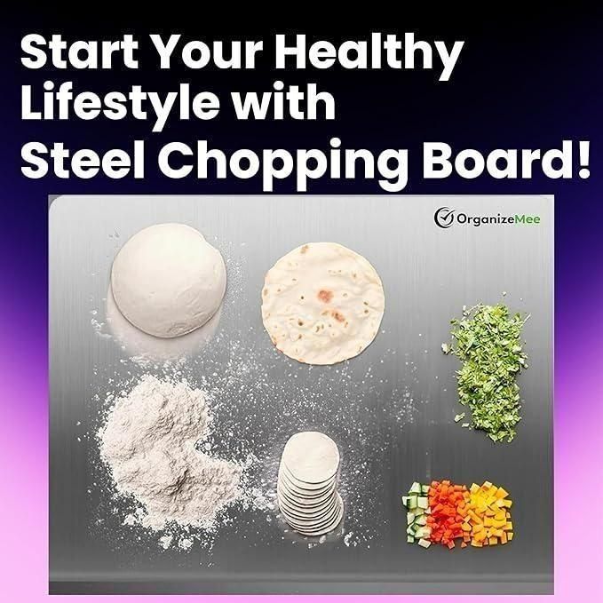 Hygienic Stainless Steel Chopping Board (No Smell, No Bacteria)